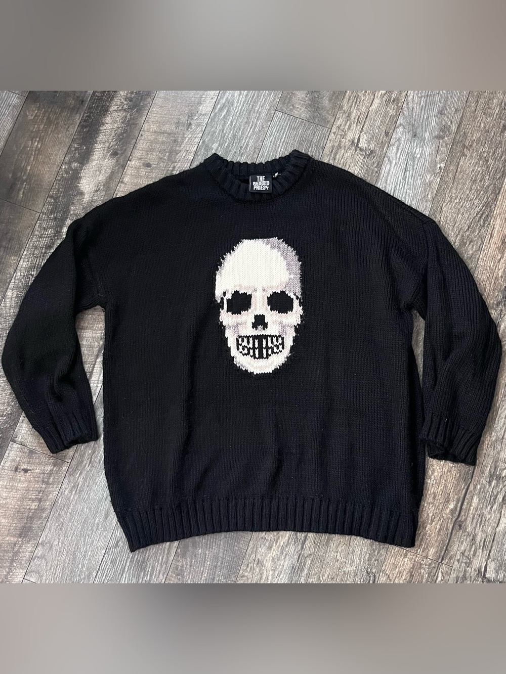 The Ragged Priest 'Bonehead' Skull Oversized Knit Sweater Jumper L